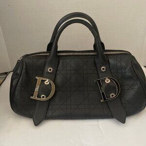 Christian Dior  Christian Dior Canage Hand Bag Leather Black Auth BO B1024